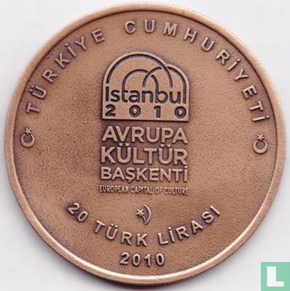 Turquie 20 türk lirasi 2010 (BRONZE - oxyde) "European Capital of Culture-Scenery" - Image 1