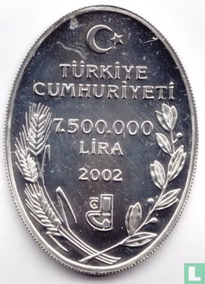 Turkije 7.500.000 lira 2002 (PROOF) "Campanula betulifolia" - Afbeelding 1