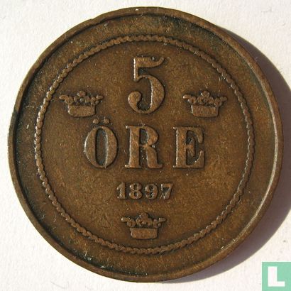 Zweden 5 öre 1897 - Afbeelding 1