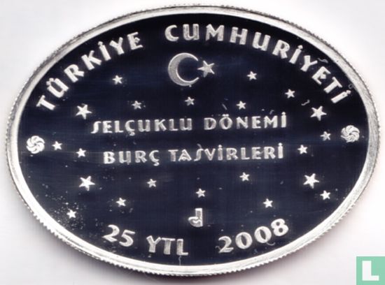 Turkey 25 yeni türk lirasi 2008 (PROOF) "Zodiac - Aries" - Image 1
