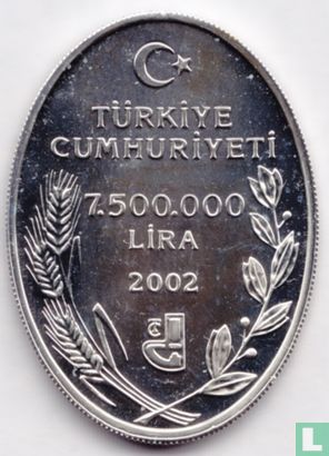 Turkije 7.500.000 lira 2002 (PROOF) "Cyclamen trochopteranthum" - Afbeelding 1