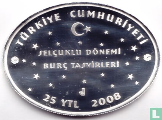 Turkey 25 yeni türk lirasi 2008 (PROOF) "Zodiac - Taurus" - Image 1
