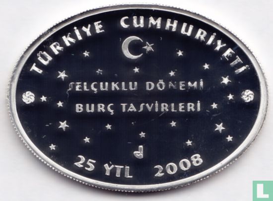 Turkey 25 yeni türk lirasi 2008 (PROOF) "Zodiac - Scorpio" - Image 1