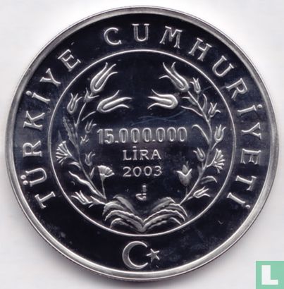 Turquie 15.000.000 lira 2003 (BE) "Sureya Ayhan - First Turkish European Women's Athletics Champion" - Image 1