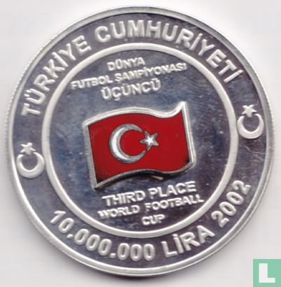 Turkey 10.000.000 lira 2002 (PROOF) "Turkish third place at World Football Cup in Korea and Japan" - Image 1