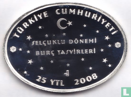 Turkije 25 yeni türk lirasi 2008 (PROOF) "Zodiac - Sagitarius" - Afbeelding 1