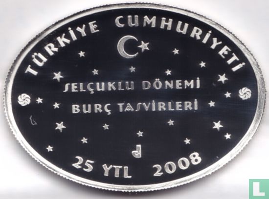 Turkey 25 yeni türk lirasi 2008 (PROOF) "Zodiac - Cancer" - Image 1