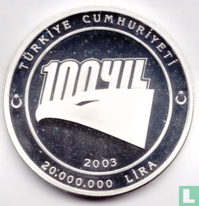 Turkije 20.000.000 lira 2003 (PROOF) "100 years of Besiktas Gymnastics Club" - Afbeelding 1