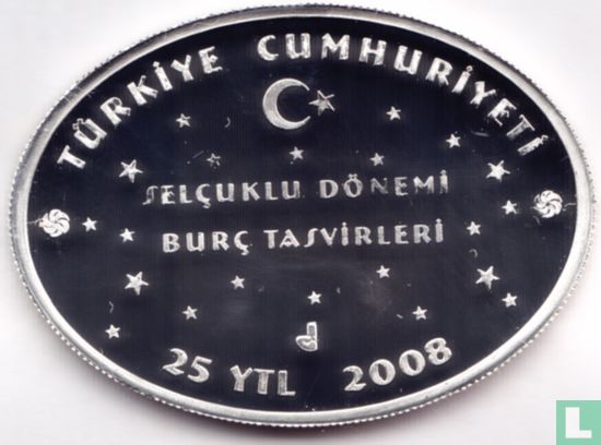 Turkey 25 yeni türk lirasi 2008 (PROOF) "Zodiac - Leo" - Image 1