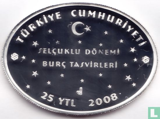 Turkey 25 yeni türk lirasi 2008 (PROOF) "Zodiac-Gemini" - Image 1