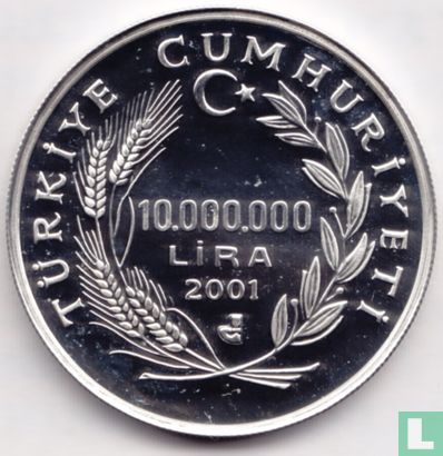 Turkije 10.000.000 lira 2001 (PROOF) "2002 Winter Olympics in Salt Lake City" - Afbeelding 1