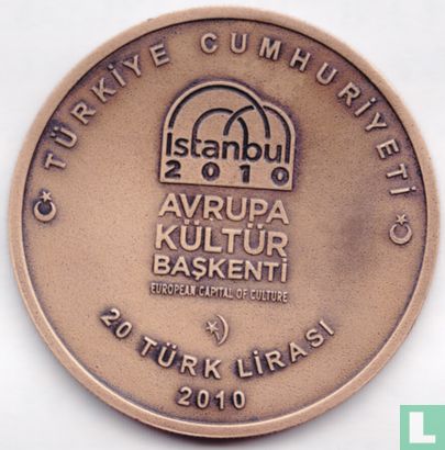 Turquie 20 türk lirasi 2010 (BRONZE - oxyde)"European Capital of Culture - Statue" - Image 1