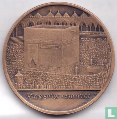 Turkije 20 türk lirasi 2009 (brons-oxyde) "1430th anniversary Profet Mohammed's journey to Mekka" - Afbeelding 2
