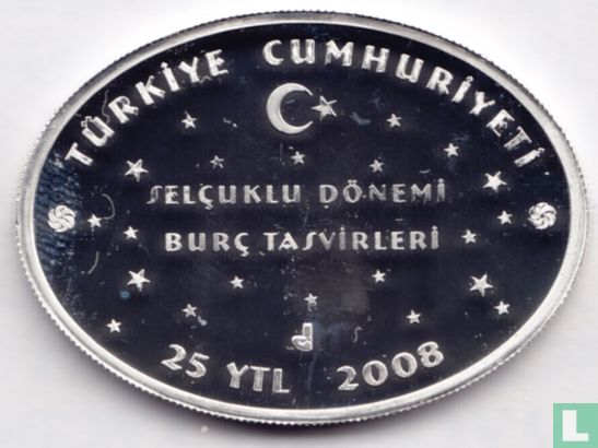 Turkey 25 yeni türk lirasi 2008 (PROOF) "Zodiac - Aquarius" - Image 1