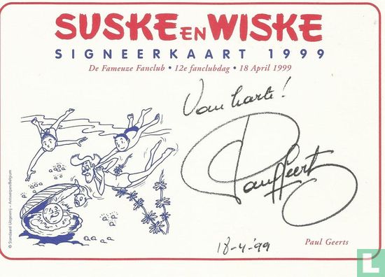 Suske en Wiske signeerkaart