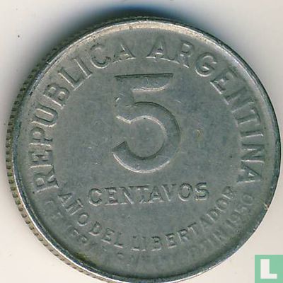 Argentinië 5 centavos 1950 "100th anniversary Death of José de San Martín" - Afbeelding 1