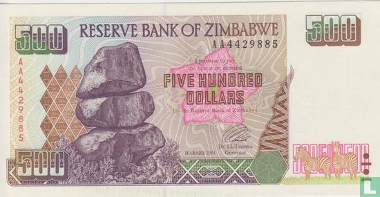 Zimbabwe 500 Dollars 2001 (P11a) - Image 1