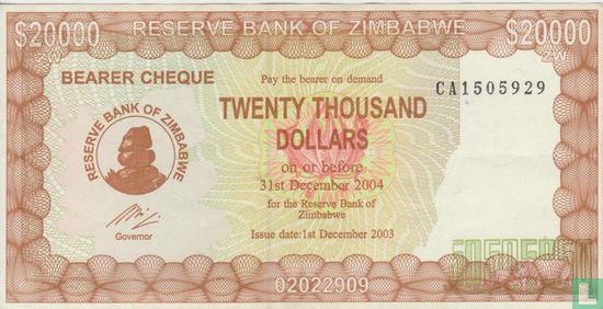 Simbabwe 20.000 Dollars 2003 (P23d) - Bild 1