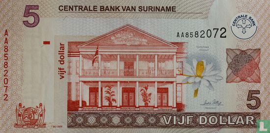 Suriname 5 Dollars 2009 - Image 1