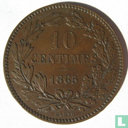 Luxemburg 10 centimes 1865 - Afbeelding 1