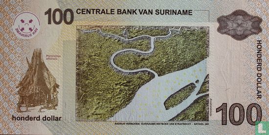 Suriname 100 Dollars 2006 - Image 2