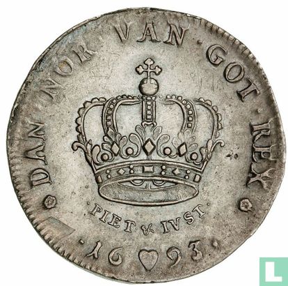 Dänemark 1 Krone 1693 (PIET & IUST. unter der Krone) - Bild 1
