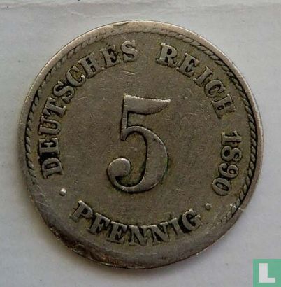 Empire allemand 5 pfennig 1890 (A) - Image 1