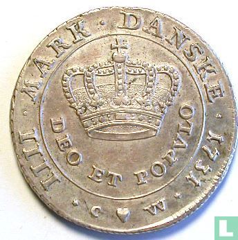 Danemark 1 kroon 1731 (petite couronne) - Image 1