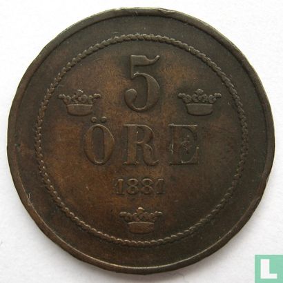 Sweden 5 öre 1881 - Image 1