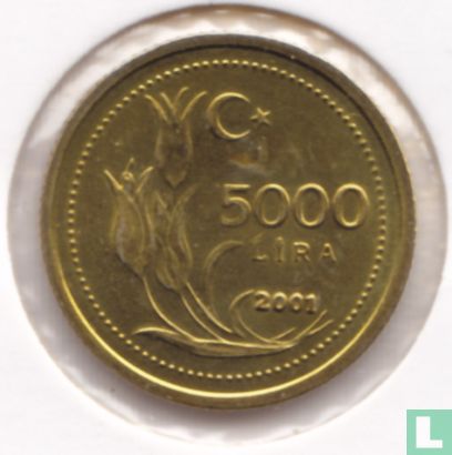 Turkije 5000 lira 2001 - Afbeelding 1