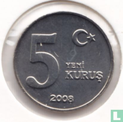 Turkije 5 yeni kurus 2008 - Afbeelding 1