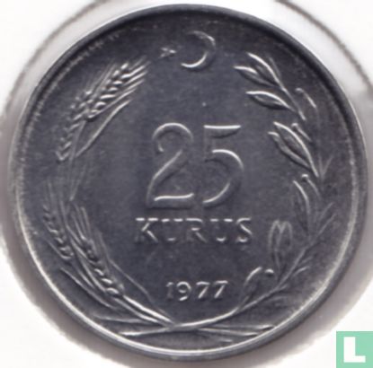 Turkije 25 kurus 1977 - Afbeelding 1
