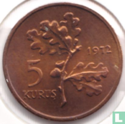 Turkije 5 kurus 1972 - Afbeelding 1