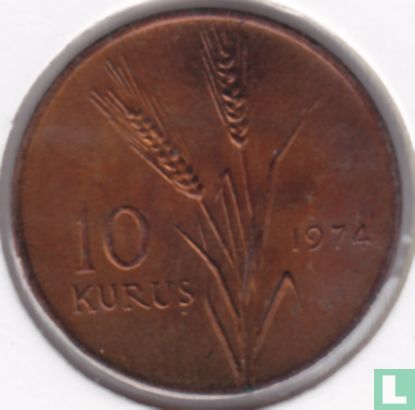 Turquie 10 kurus 1974 "FAO - Agricultural progress" - Image 1