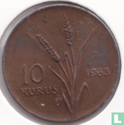 Turkije 10 kurus 1963 - Afbeelding 1