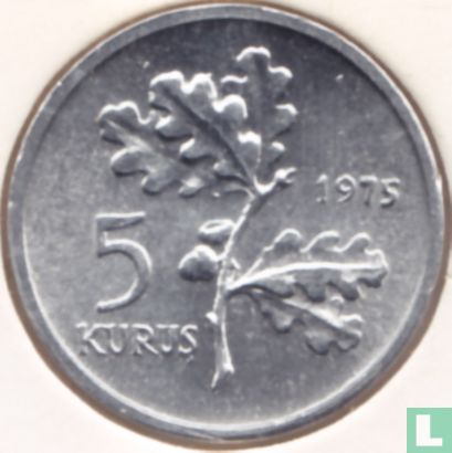 Turkije 5 kurus 1975 - Afbeelding 1
