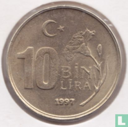 Turkije 10 bin lira 1997 (Zwaar muntplaatje) - Afbeelding 1