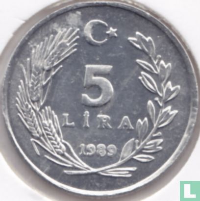 Turquie 5 lira 1989 - Image 1