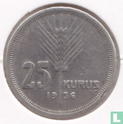 Turkije 25 kurus 1936 - Afbeelding 1