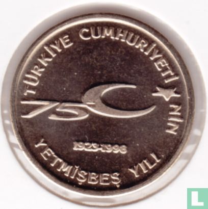 Turkey 100.000 lira 1999 (PROOF - type 2) "75th anniversary Republic of Turkey" - Image 2