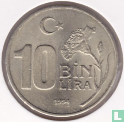Turkije 10 bin lira 1994 "Winter Olympics in Lillehammer" - Afbeelding 1