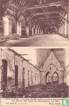 Ypres - La Salle Delbeke avant et après le Bombardement 