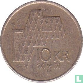 Noorwegen 10 kroner 2001 (zonder ster) - Afbeelding 1