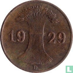 Duitse Rijk 1 reichspfennig 1929 (D) - Afbeelding 1