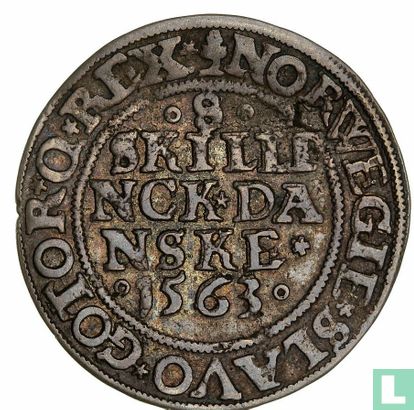 Denemarken 8 skilling 1563 - Afbeelding 1