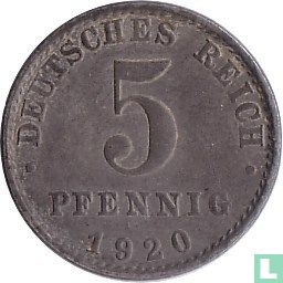 German Empire 5 pfennig 1920 (A) - Image 1