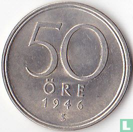 Suède 50 öre 1946 (argent) - Image 1