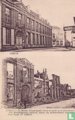 Ypres - La Musée Merghelynck avant et après le bombardement