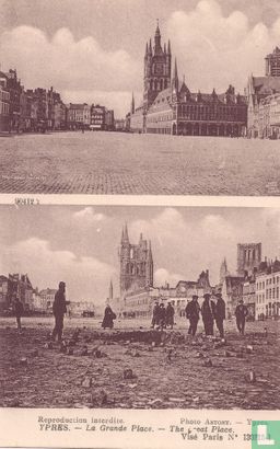 Ypres - La Grande Place avant et après le bombardement