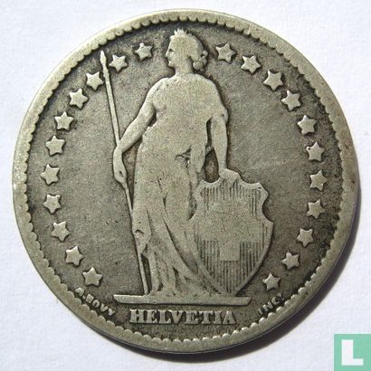 Switzerland 1 franc 1877 - Image 2